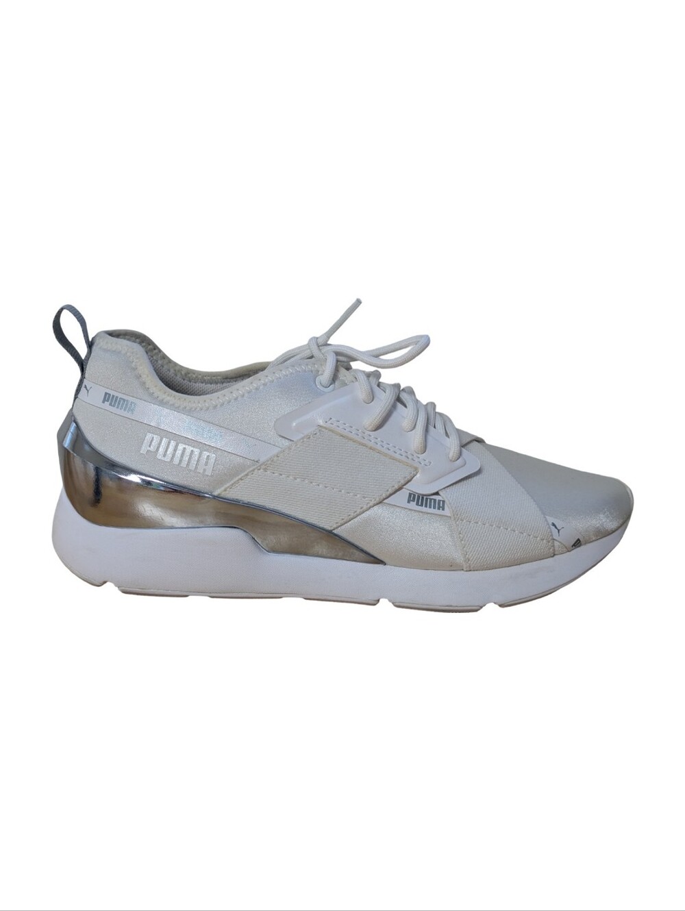 Womens Puma Muse X-2 Athletic Shoe Metallic Chrome/White